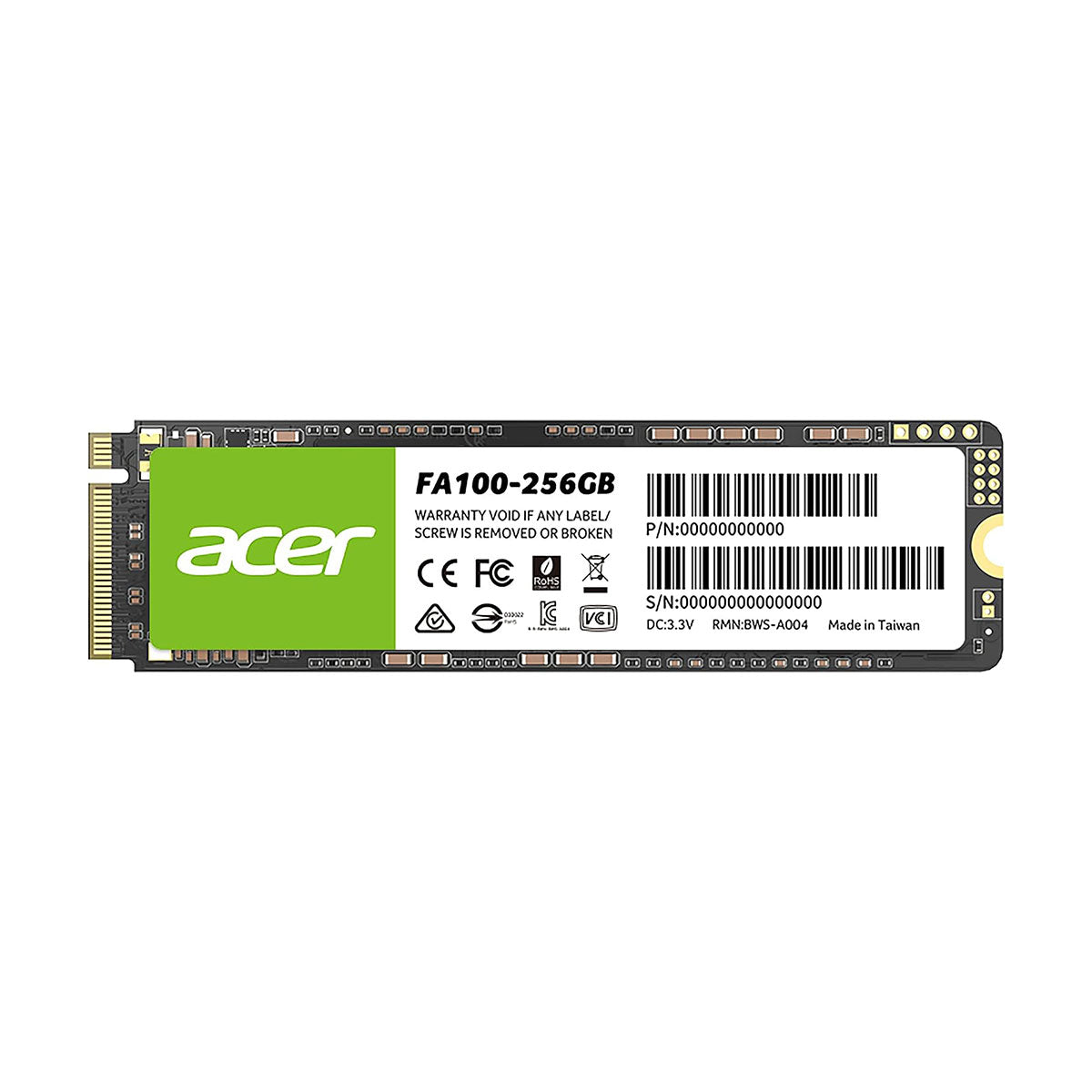 Acer FA100 256GB M.2 3300MB/s Read PCIe Gen3 x4 NVMe SSD (BL.9BWWA.118)