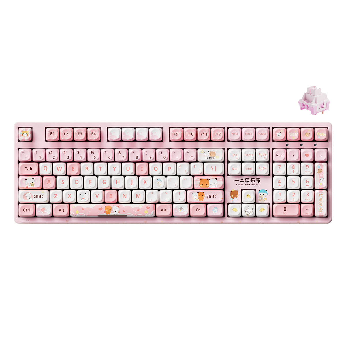 Akko Dudu and Bubu 3108 V3 Wired Mechanical Keyboard (Pink) (Akko Frost Pink Switch)