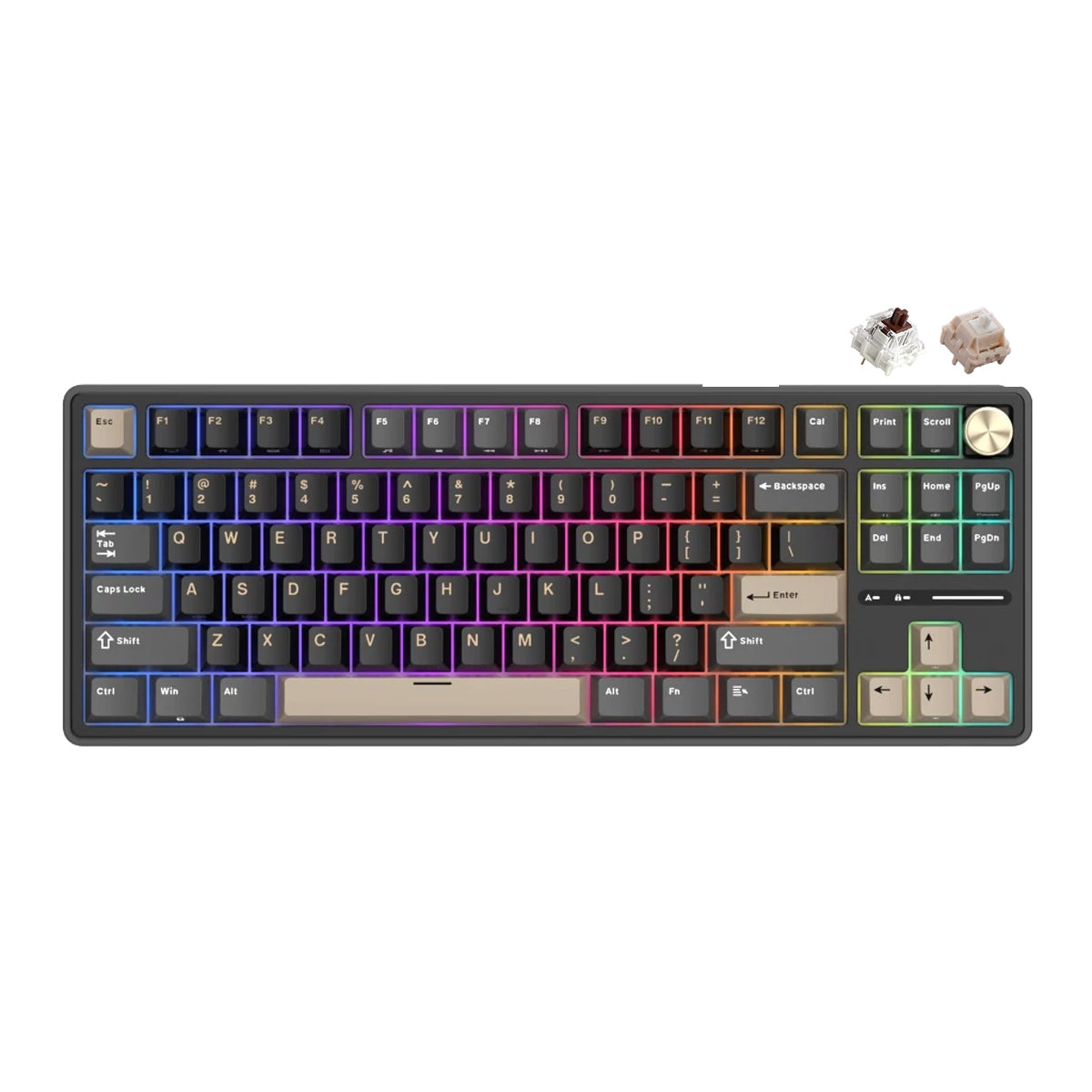 Royal Kludge R87Pro QMK Single-Mode RGB 81 Keys Hot-Swappable Mechanical Keyboard Phantom (Brown, Creamy Switch)