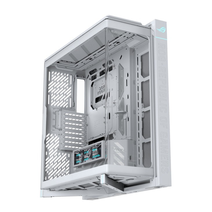 Asus ROG Cronox Panoramic Curved Tempered-Glass Panel Full-Tower PC Case (Black, White Ed.)