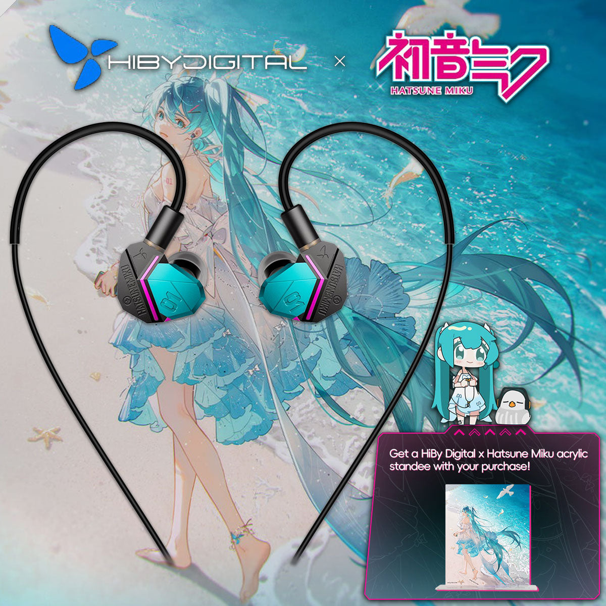 HiBy Digital X Hatsune Miku Yume MgAI 2.0 High Performance Dynamic IEM with Acrylic Figurine