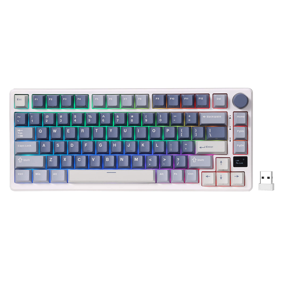Royal Kludge RK-M75 Tri-Mode RGB 81 Keys Hot-Swappable Mechanical Keyboard Ocean Blue (Blue Switch, Brown Switch, K Silver Switch))