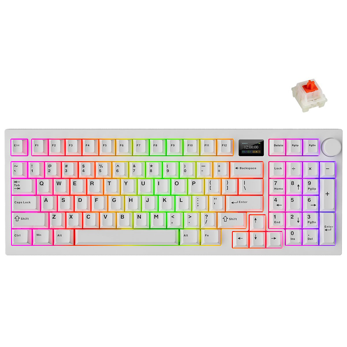 Tecware Spectre 96 RGB Tri-Mode 96-Key Gasket Mounted Mechanical Keyboard with Customizable LCD Display & Volume Knob (White)