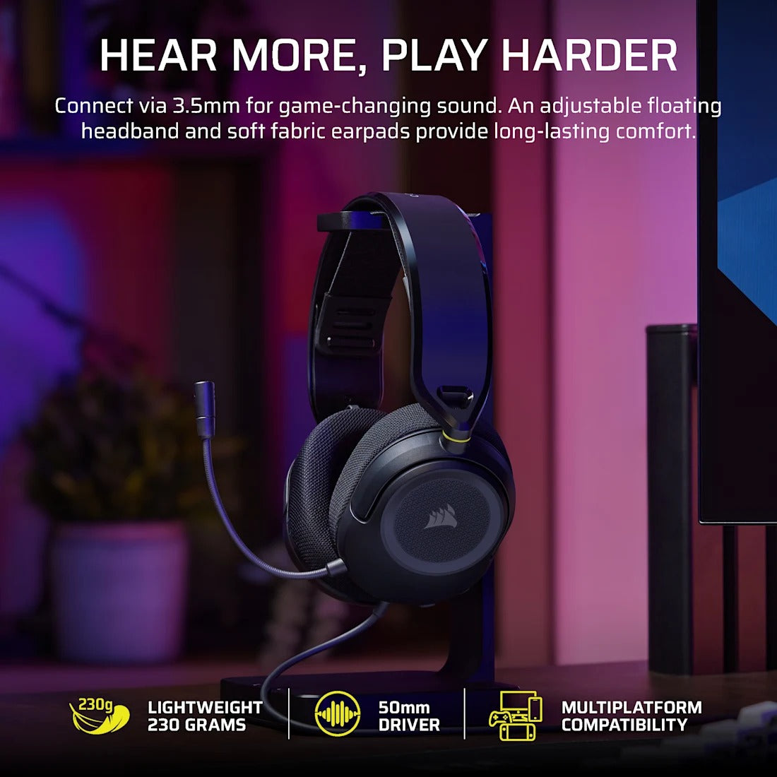Corsair HS35 V3 Stereo Wired Gaming Headset (Carbon, White)