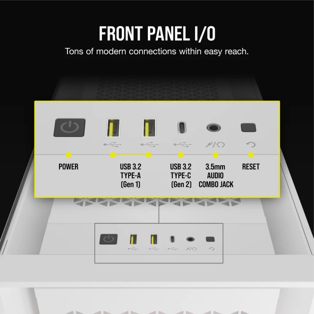 Corsair iCue 5000D RGB Airflow Mid-Tower ATX PC Case (White)