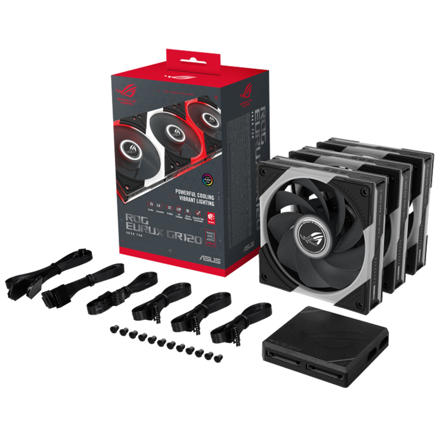 Asus ROG Eurux GR120 ARGB Reverse Fan CPU Cooling Fan (Triple Pack) (Black, White)