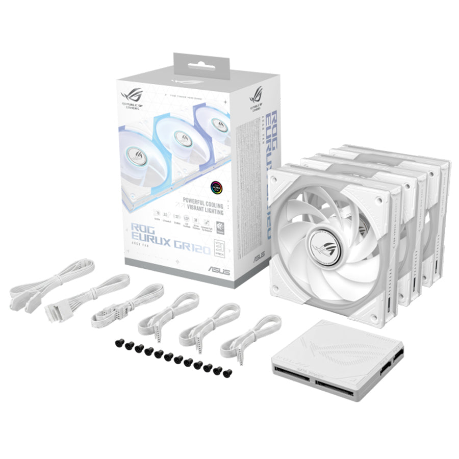 Asus ROG Eurux GR120 ARGB Reverse Fan CPU Cooling Fan (Triple Pack) (Black, White)