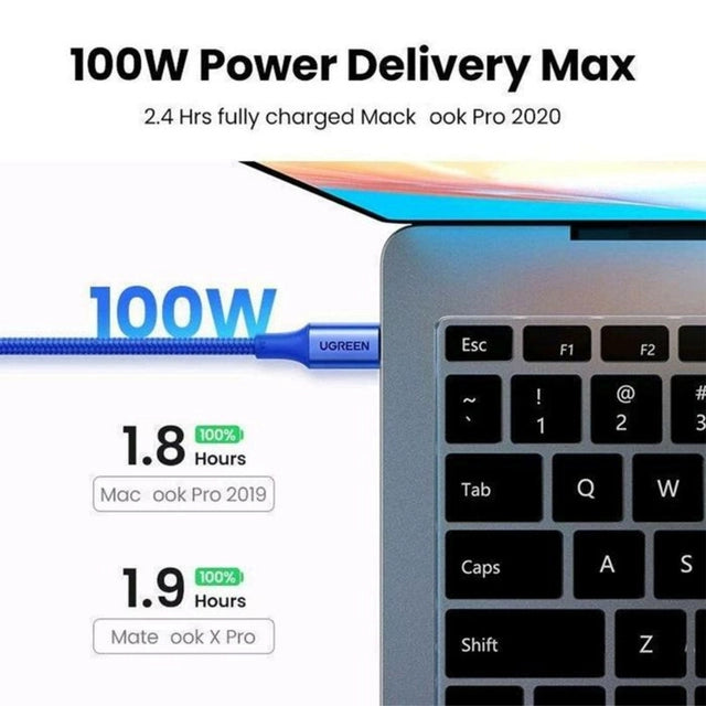 Ugreen USB-C to USB-C 5A/100W PD Fast Charging Braided Cable - 1m