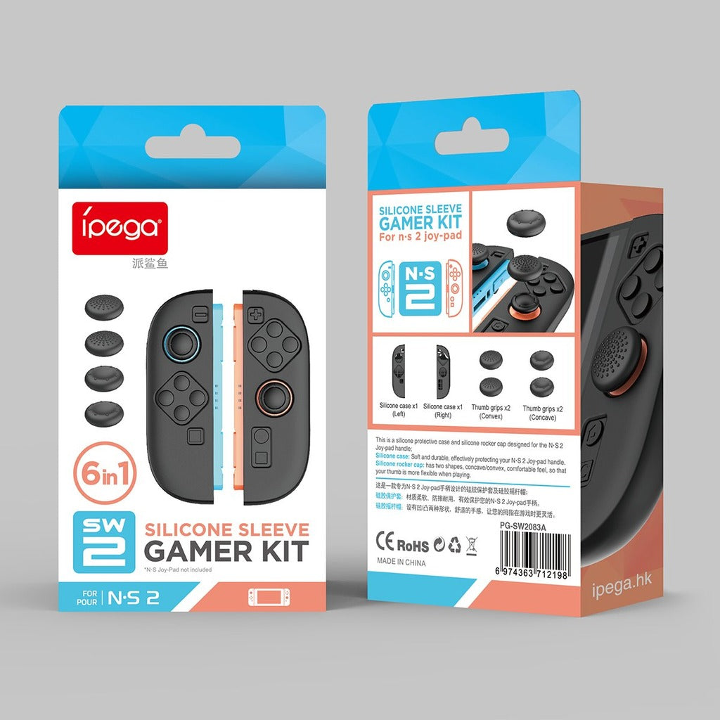 Ipega 6-in-1 Silicone Sleeve Gamer Kit for Nintendo Switch 2 (Black)