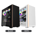 DarkFlash DS900WS Luxury ATX Front Wood Style Panoramic Side Glass Panel PC Case (Black, White)