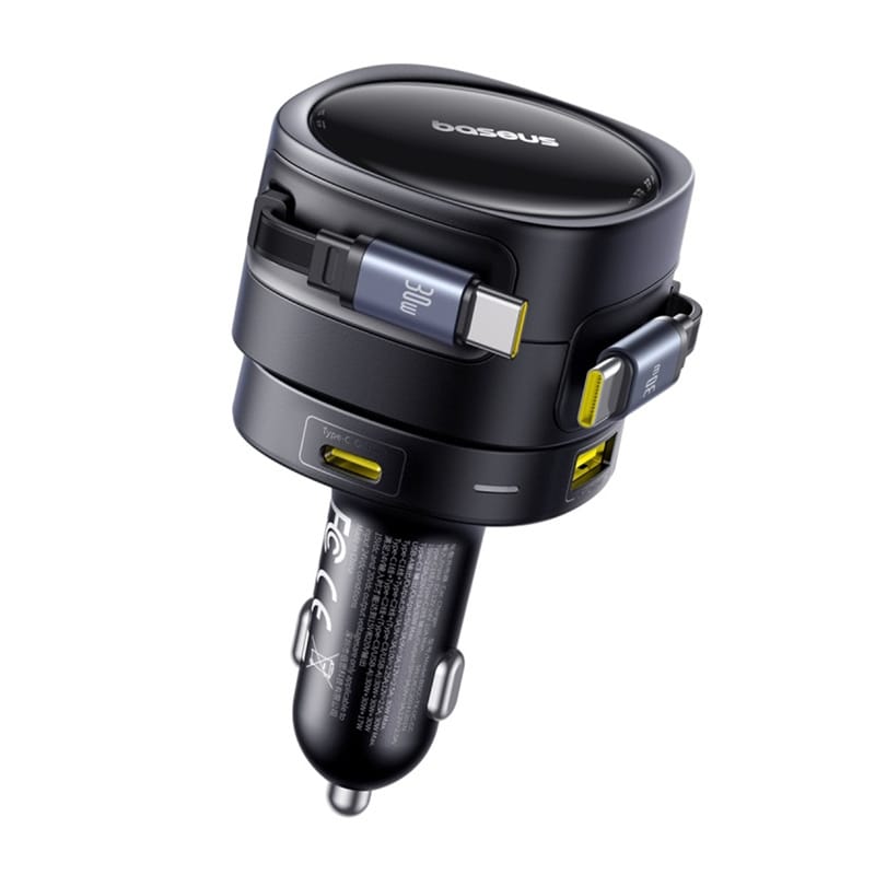 Baseus Enjoyment Max Car Charger C+C Cable & U+C Port 90W (Cosmic Black) (C00035507121-03)
