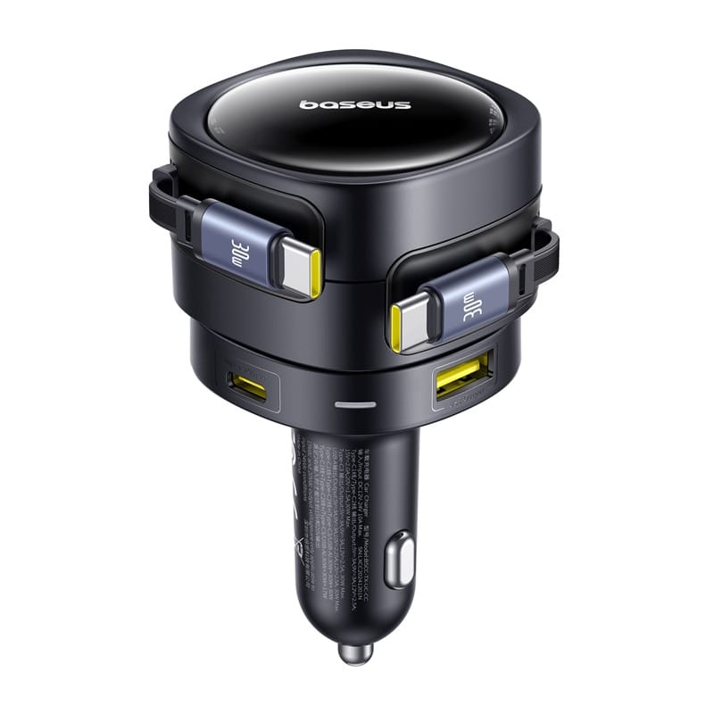 Baseus Enjoyment Max Car Charger C+C Cable & U+C Port 90W (Cosmic Black) (C00035507121-03)