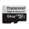 Transcend 350V HIgh Endurance MicroSDXC UHS-I Class 10 U1 100MB/S Read Memory Card w/ SD Adapter
