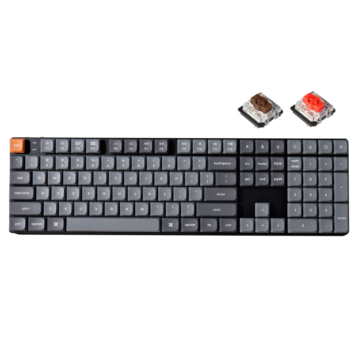 Keychron K5 Max QMK/VIA White Backlit Full Size Wireless Custom Mechanical Keyboard (Low Profile Gateron Mechanical Switch)
