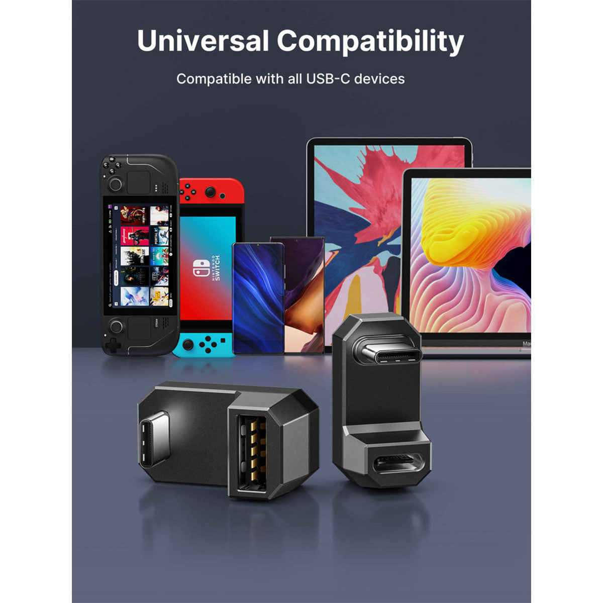 JSAUX 180° USB-C to C & A Adapter Set (Black) (DD0009)