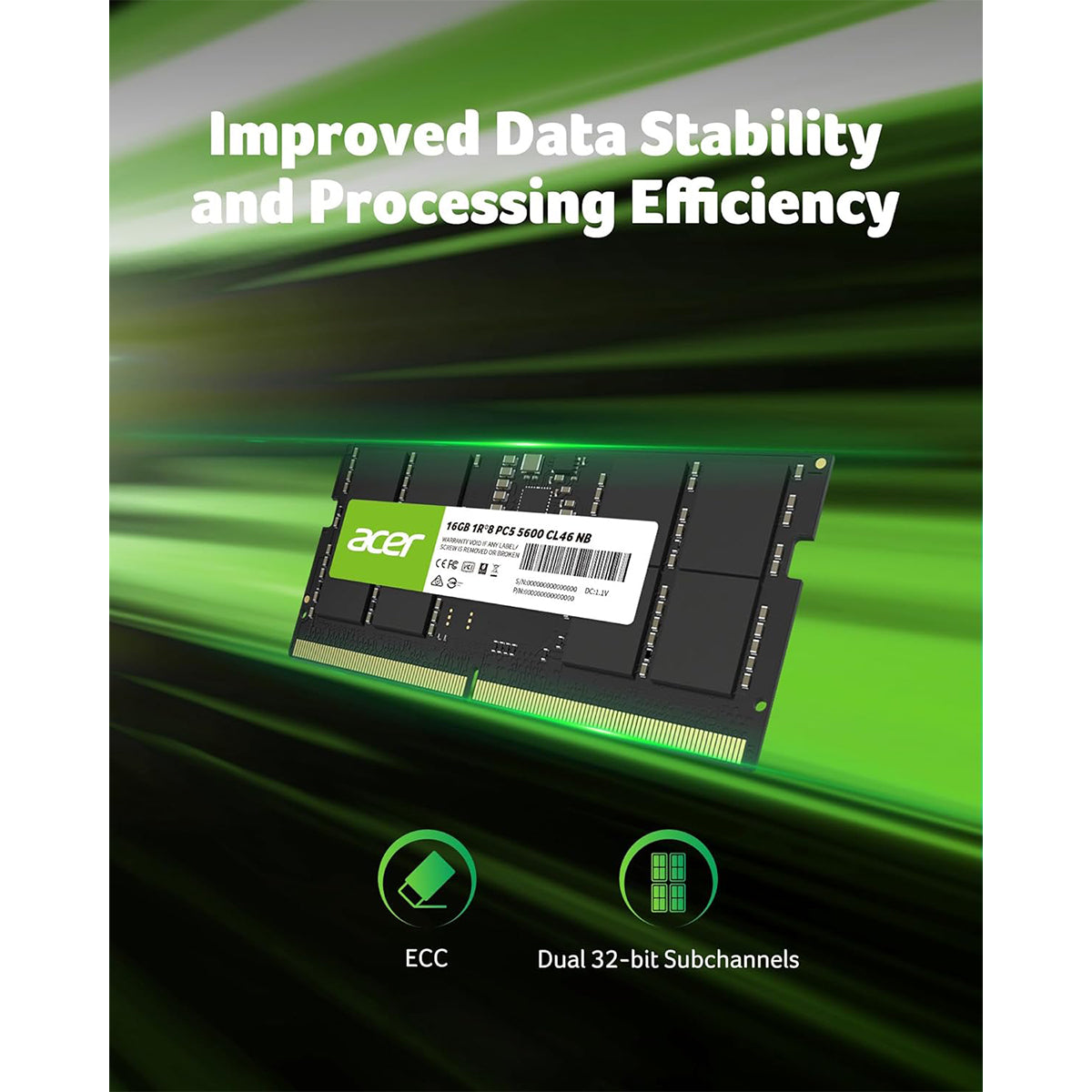 Acer SD200 16GB (1x16GB) 5600MHz CL46 DDR5 SODIMM (BL.9BWWA.414)