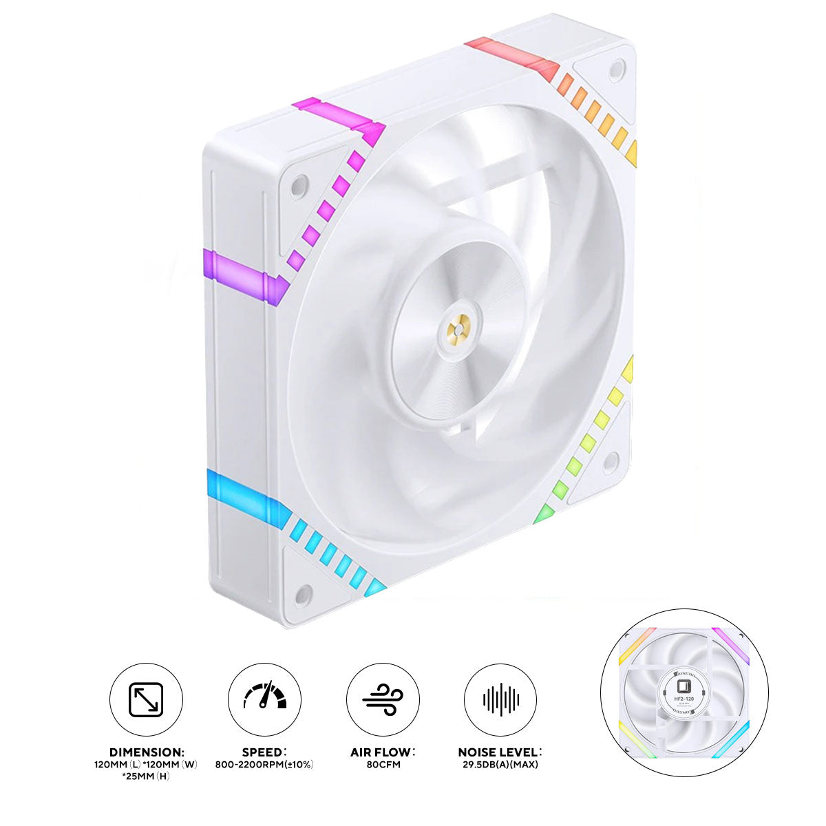 Jonsbo HF2-120W 120MM High Performance Fan (White)