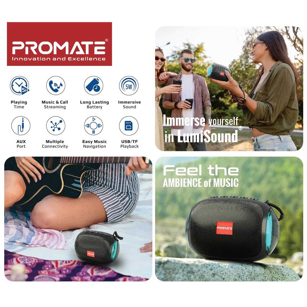 Promate Capsule-3 Lumiflux High-Definition Wireless Speaker