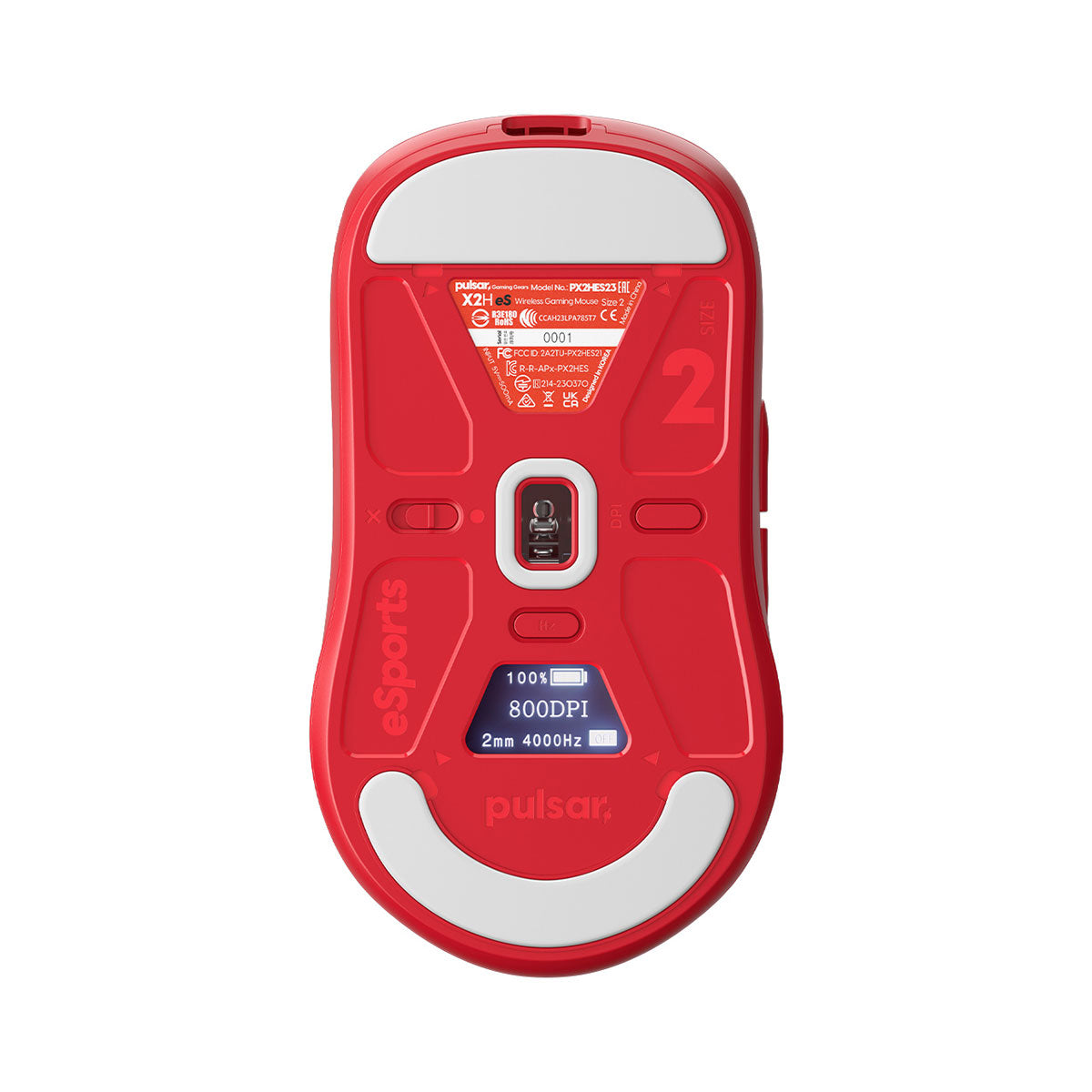 Pulsar X2H ES eSports Tournament Edition Symmetrical Wireless Gaming Mouse (Red) Size 2 (PX2HES23)