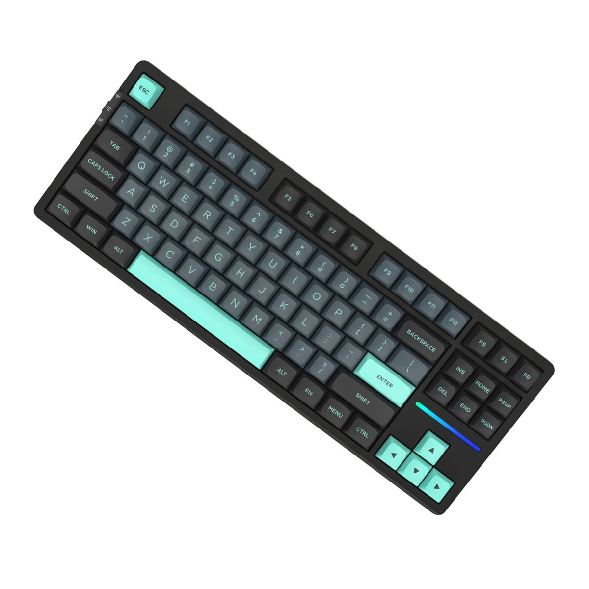 VXE V87 Tri-Mode RGB Hot-Swappable Mechanical Keyboard (Caribbean Blue) (Strawberry Pudding Switch)