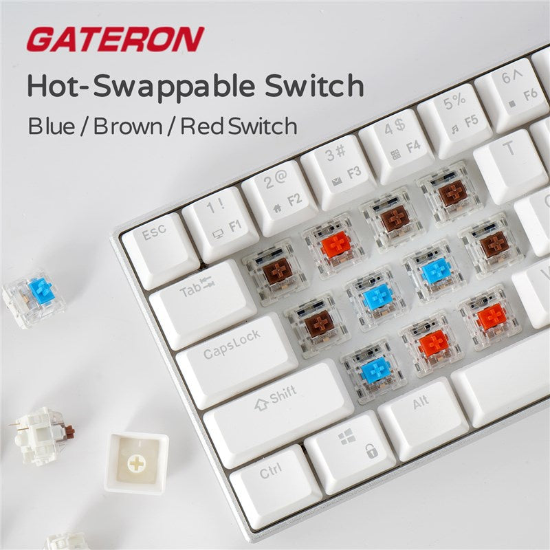Royal Kludge RK68PRO Tri-Mode RGB 68 Keys Hot Swappable Mechanical Keyboard White