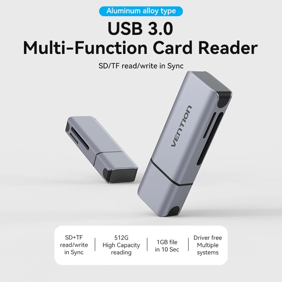 Vention 2-in-1 USB 3.0-A SD & TF Card Reader (CLIH0)