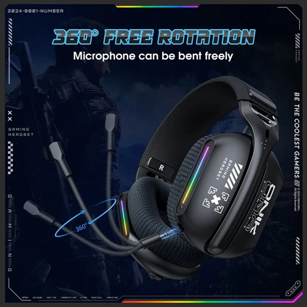 Onikuma GT808 RGB Tri-Mode Gaming Headset with Microphone