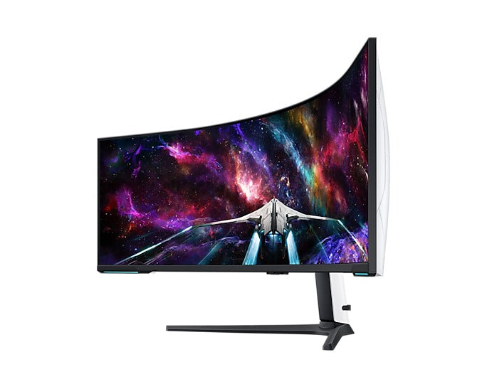 Samsung Odyssey Neo G9 (G95NC) LS57CG952NEXXP 57" 240Hz 1ms GTG 7680x2160 Dual UHD Quantum Mini-LED HDR 1000 Swivel, Tilt, Height-Adjust Curved Gaming Monitor (White) + Samsung HW-B550 Soundbar Bundle (White)
