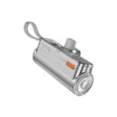 Sharge Flow Mini Power Bank 5000mAh with Built-in USB-C Cable & USB-C to USB-C + USB-C to Lightning Connector (Silver Grey, Pink, White) (SP012)