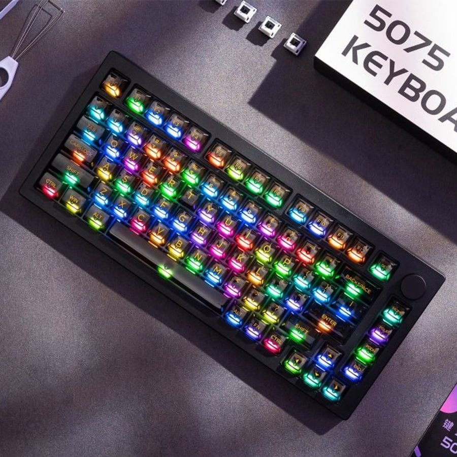 Akko Black Clear 5075B Plus Multi-Mode RGB Hot-Swappable Mechanical Keyboard (V3 Piano Pro Switch)