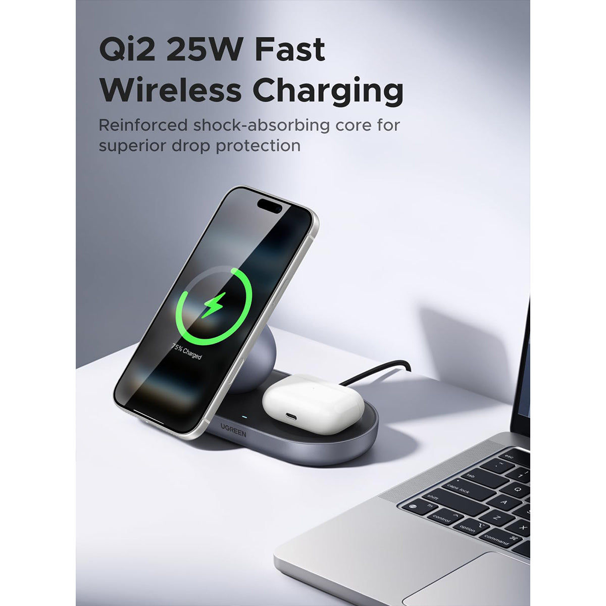 Ugreen Zapic Series 2-in-1 Magnetic Wireless Charger (Gray) (W751/85400)