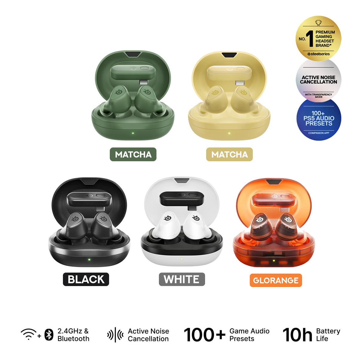 SteelSeries Arctis Gamebuds for Playstation (Match, Yuzu, Black, Glorange, White)