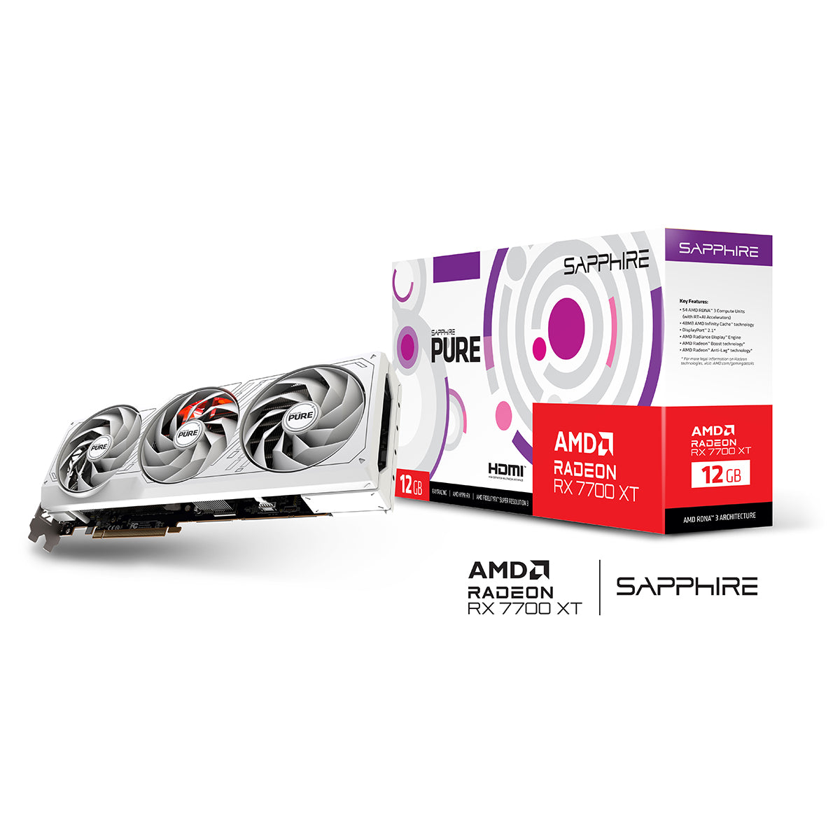 Sapphire Pure AMD Radeon RX 7700 XT Gaming OC 12GB GDDR6 Dual HDMI/Dual DP Graphics CARD