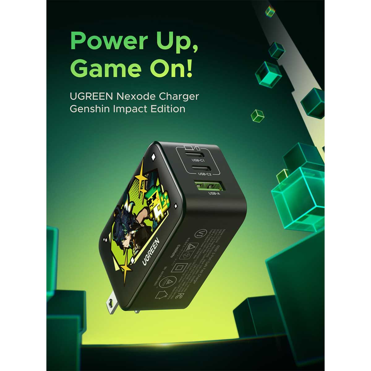 Ugreen Nexode 3-Port 2xUSB-C + 1xUSB-A 65W Gan Fast Charger Genshin Impact Ed. (CD244/10334GI)