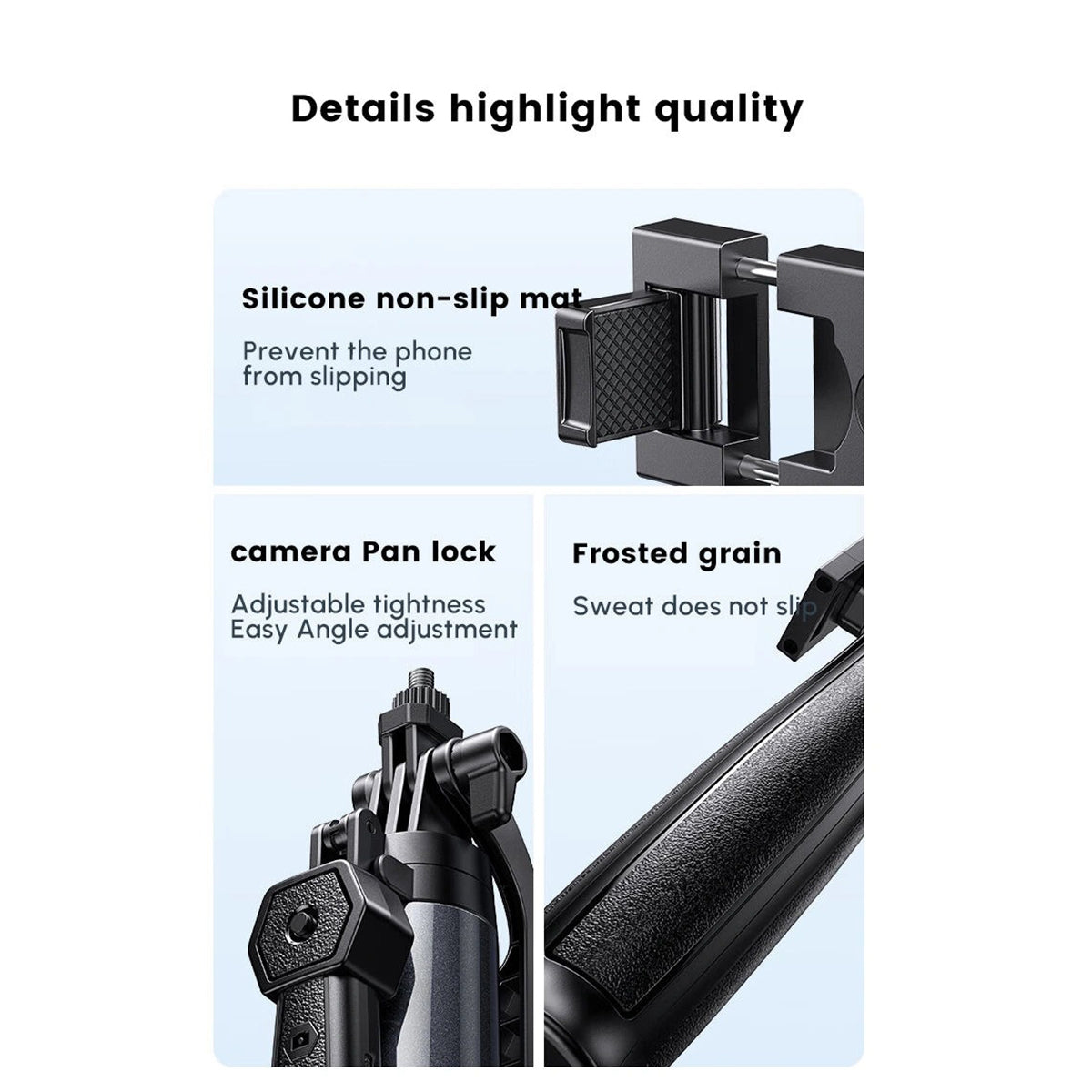 Ugreen 4-Leg Bluetooth Selfie Stick Tripod Stand 10m (Black)