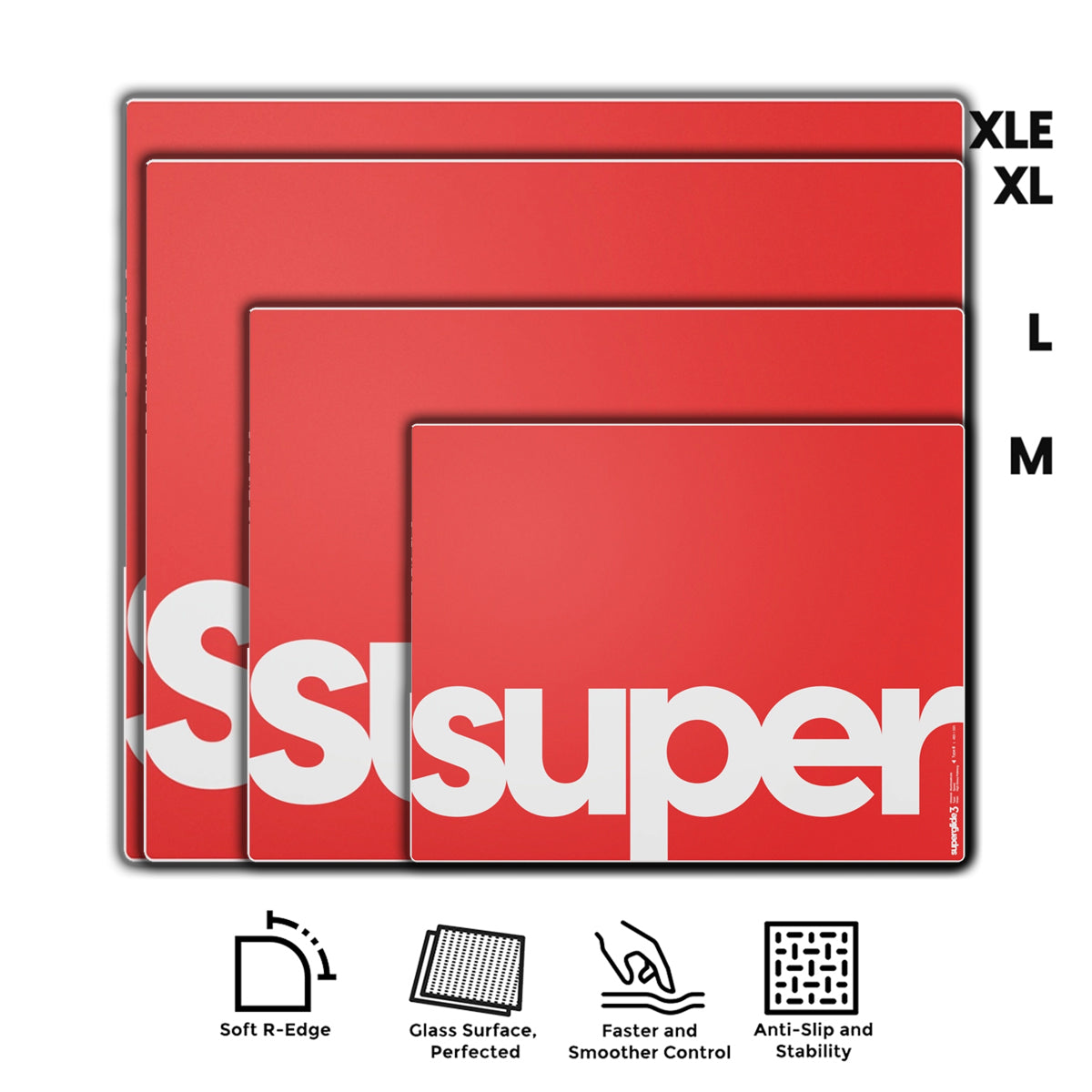 Pulsar Superglide 3 Premium Glass Mousepad (Red) (M, L, XL, XLE) (SGPMR3S, SGPLR3S, SGPXLR3S, SGPXLER3S)