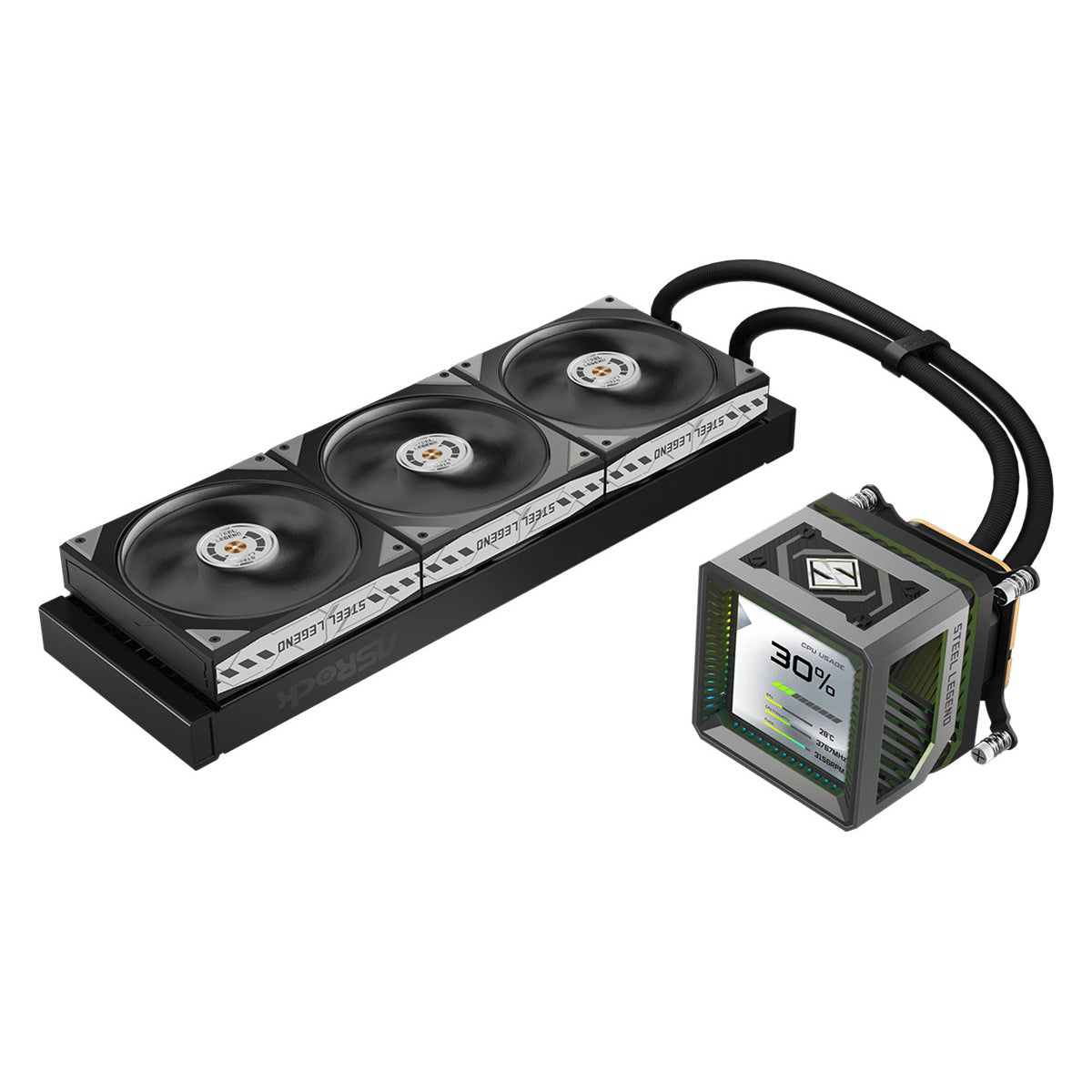 ASRock Steel Legend Dark 360 LCD AIO Liquid Cooler