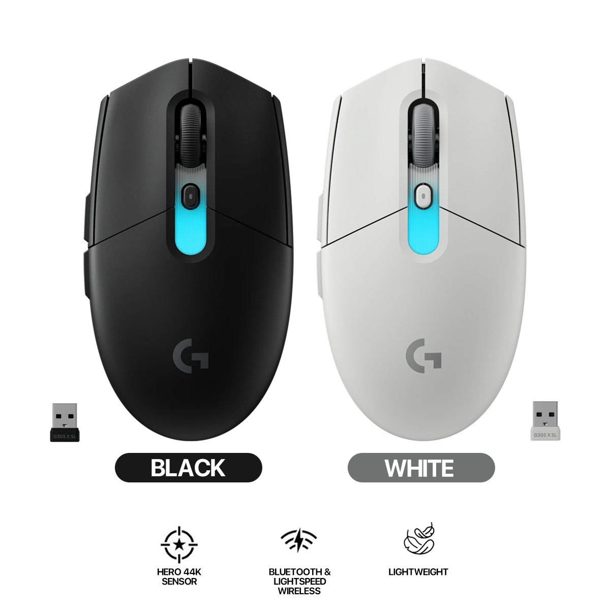 Logitech G304 X Superlight Lightspeed Wireless Gaming Mouse (Black, White)