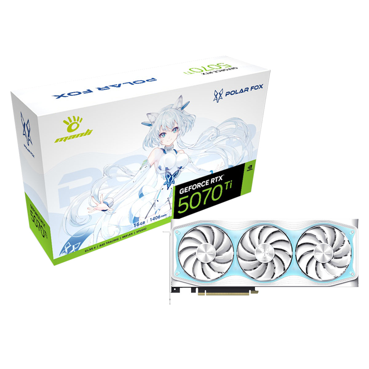 Manli Polar Fox GeForce RTX 5070 TI OC 16GB GDDR7 RGB Triple Cooler Graphics Card