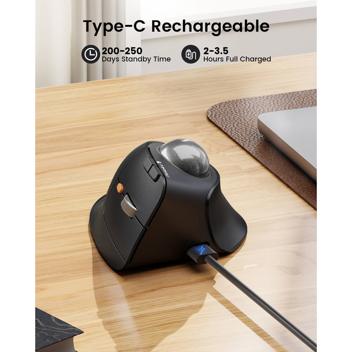 ProtoArc EM05 NL Ergonomic Vertical Wireless Trackball Mouse