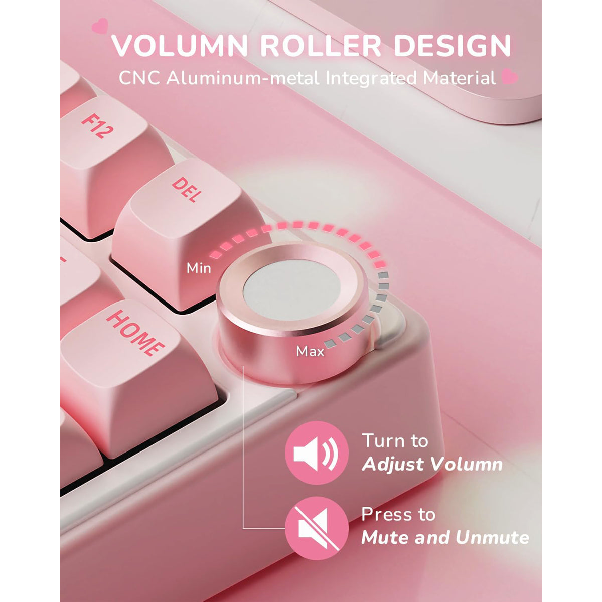 Royal Kludge R75 QMK Single-Mode RGB 81 Keys Hot-Swappable Mechanical Keyboard Pink Melody