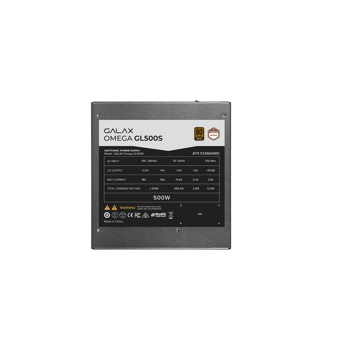 Galax Omega GL500S 500W 80+ Bronze & Cybenetics Bronze ATX