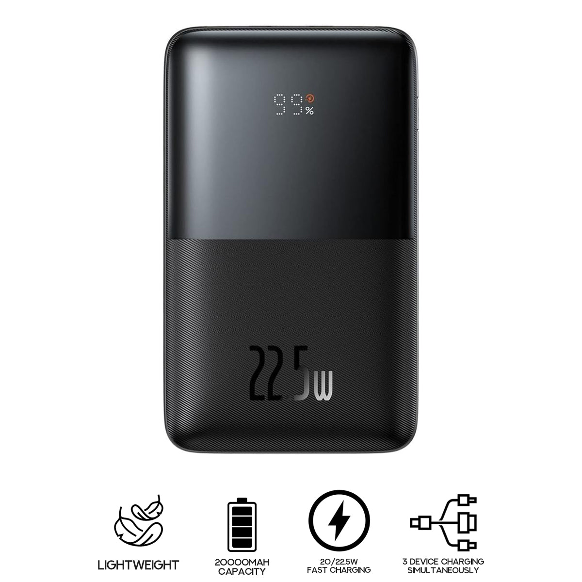 Baseus Bipow Pro Digital Display Fast Charge Power Bank 20000mAh 22.5W (Black) (PPBD040301)