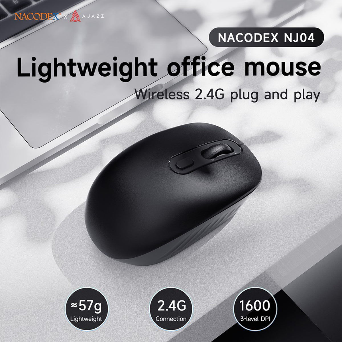 Ajazz NJ04 Wireless Gaming Mouse (Black)