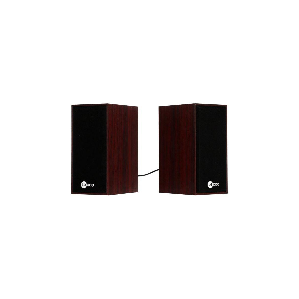 Lecoo DS105 Wired Desktop Speaker (Red Wood Grain)