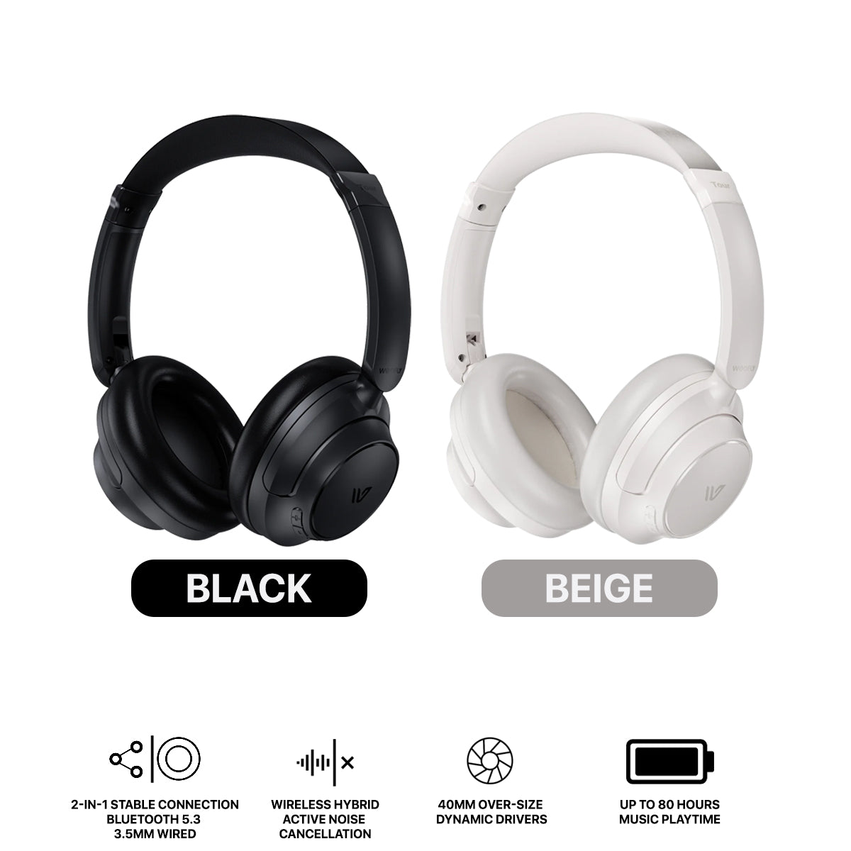 Weofly Tour ANC Headphone (Black, Beige)