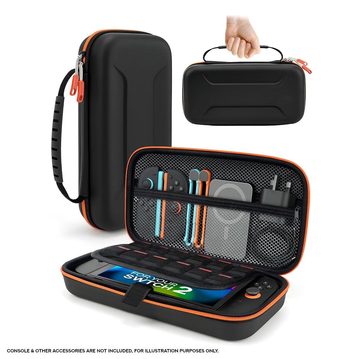 Transnovo PU leather Travel Carrying Case for Nintendo Switch 2 (Black) (NS2-CC06-1)