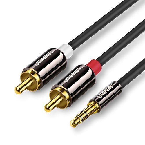 RS PRO Male 3.5mm Stereo Jack to Male RCA x 2 Aux Cable, Black