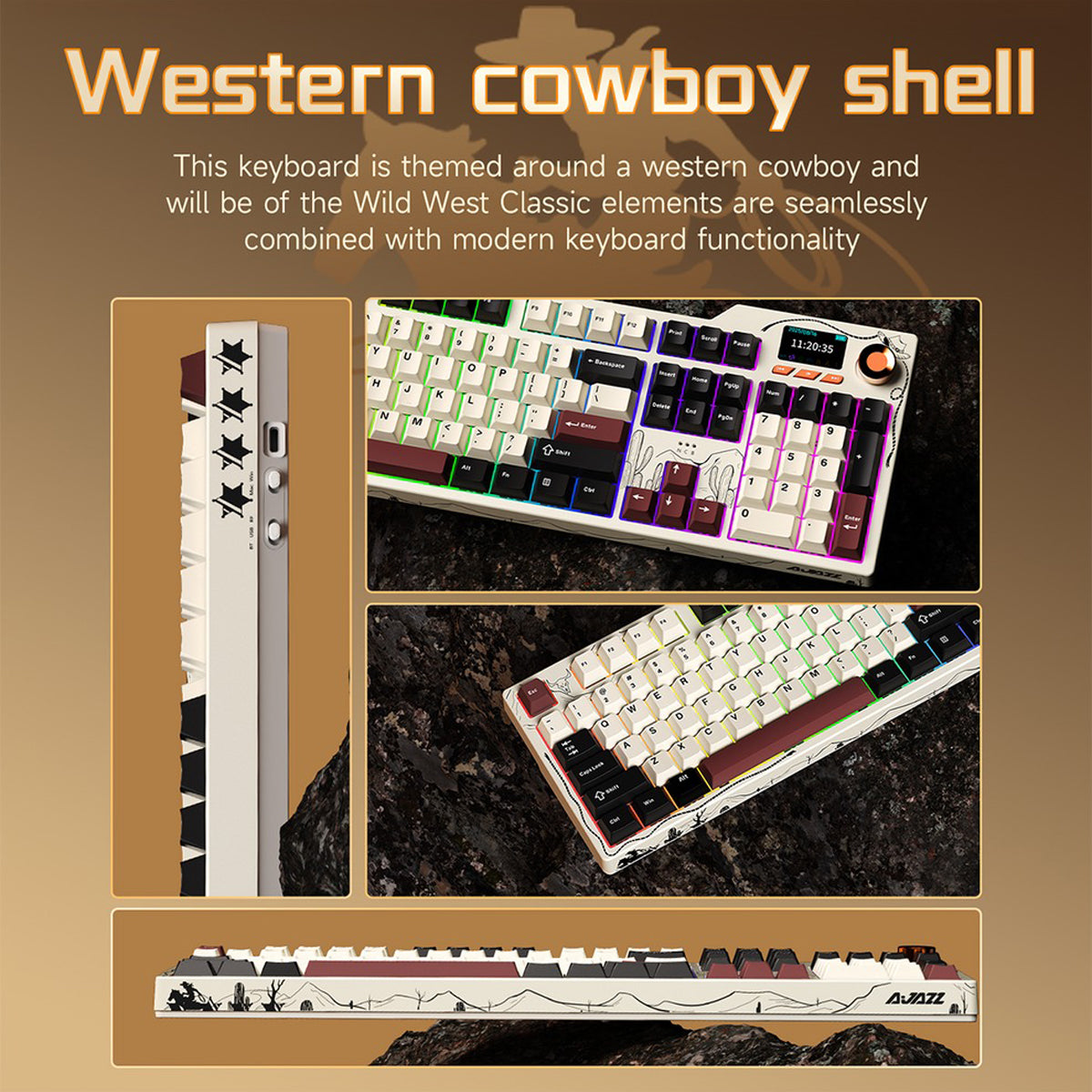 Ajazz AK35I V4 RGB Tri-Mode 100% 104-Keys Gasket-mounted Hot-Swappable Mechanical Keyboard