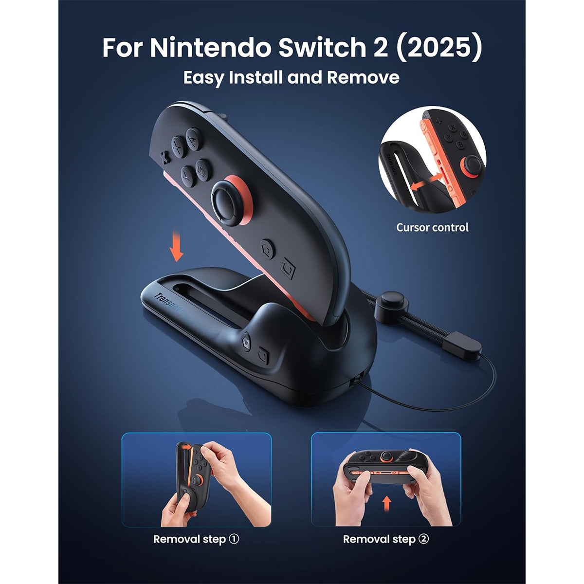Transnovo Ergonomic Mouse Grip 2-Pack for Nintendo Switch 2 (Black)
